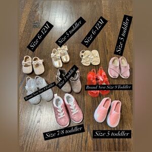 Various kids and Baby shoes : Total of 9 pairs